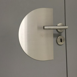 placa de empuje inox semi circular 20 cm x 30 cm para puerta