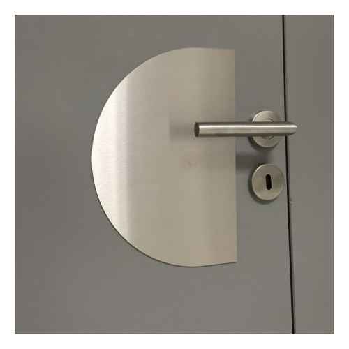 placa de empuje inox semi circular 20 cm x 30 cm para puerta