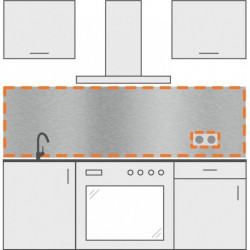 salpicadero inox de cocina con 1 agujero para enchufe