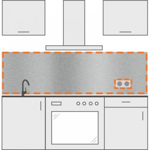 Panel de cocina con 1 agujero rectangular en inox - Mipanelinox