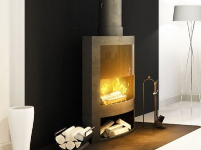 El acabado ideal para una chimenea con una placa en metal